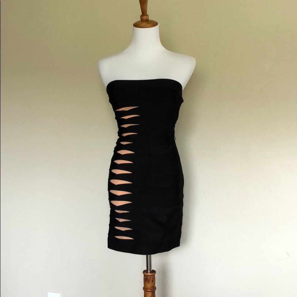 HERVE LEGER DRESS BLACK